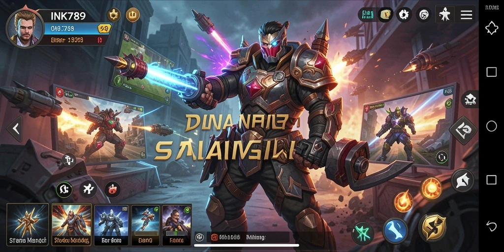 Screenshot gameplay menampilkan pertempuran epik dalam INK789.