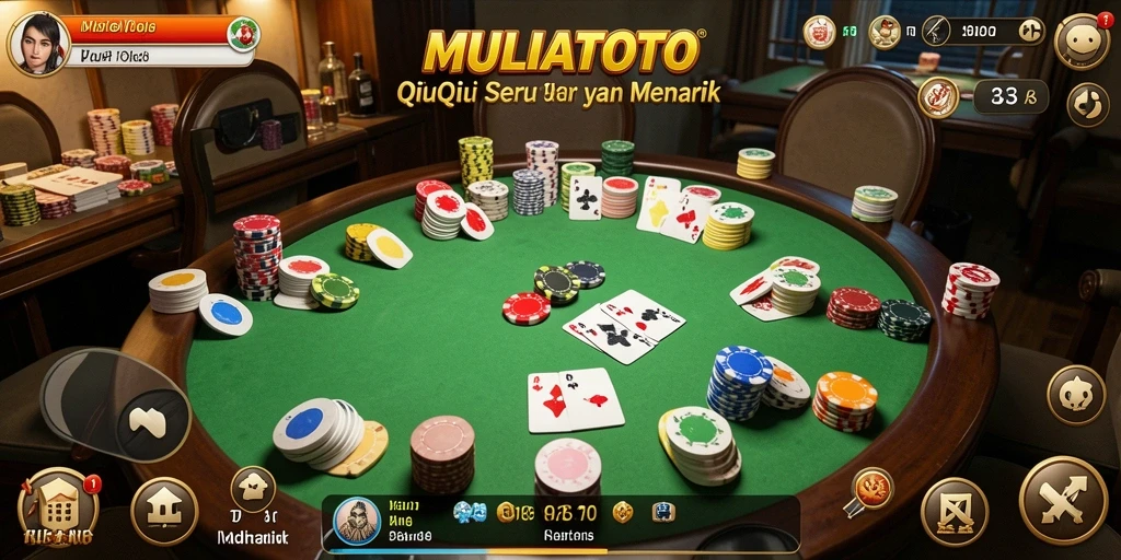 Screenshot gameplay QiuQiu di MULIATOTO menunjukkan momen seru pertarungan kartu.