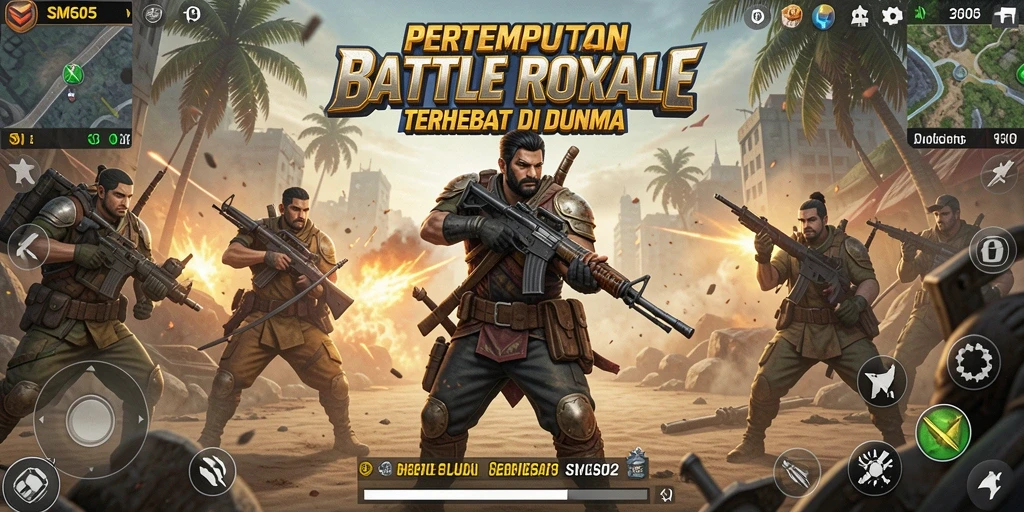 Screenshot SM605 menampilkan aksi mendebarkan di arena Battle Royale.